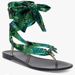 INC Tropical Malanaf Slip On Tie Around The Leg Thong Flat Sandals